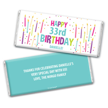 Personalized Birthday Confetti and Candles Hershey's Chocolate Bar and Wrapper