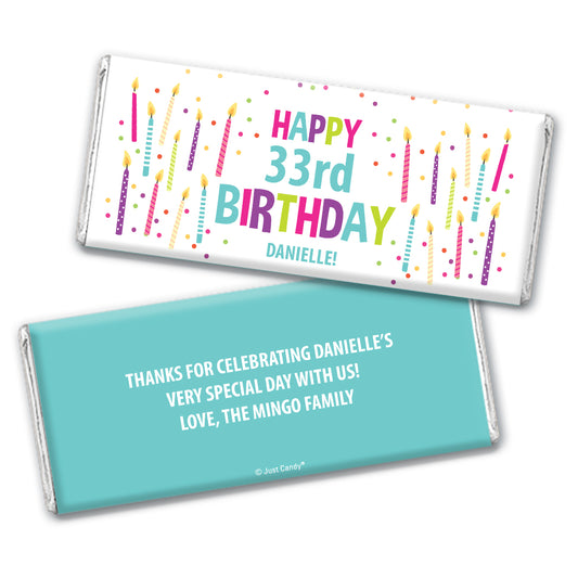Personalized Birthday Confetti and Candles Hershey's Chocolate Bar and Wrapper