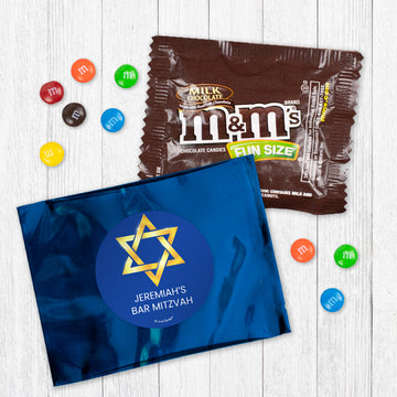 Personalized Bar Mitzvah Star of David Candy Favor Bag - M&Ms or Skittles