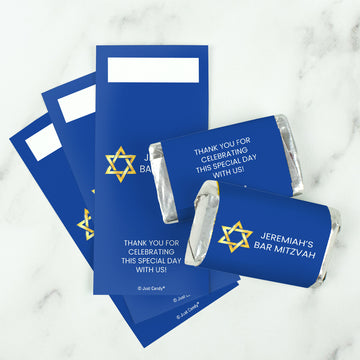 Personalized Bar Mitzvah Star of David Miniatures Wrappers Only