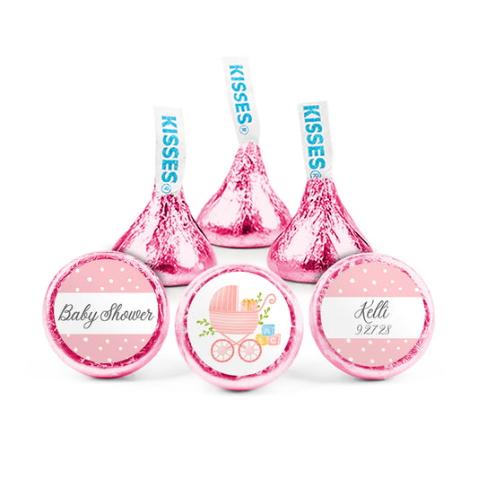 Personalized Baby Shower Pink Carriage Hershey's Kisses