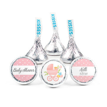Personalized Baby Shower Pink Carriage Hershey's Kisses
