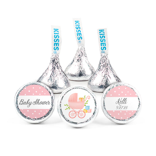 Personalized Baby Shower Pink Carriage Hershey's Kisses