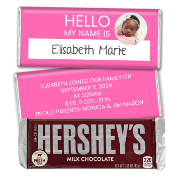 Personalized Birth Announcement Hello My Name is Hershey's Chocolate Bar and Wrapper