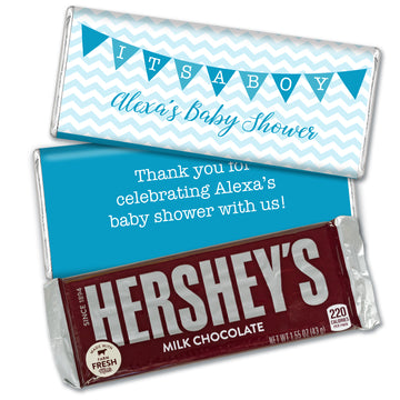 Personalized Birth Announcement It's A Boy Chevron Banner Hershey's Chocolate Bar and Wrapper