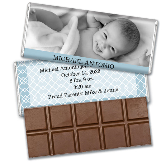 Boy Birth Announcement Personalized Chocolate Bar & Wrapper - Photo