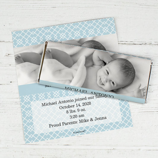 Baby Boy Announcement Personalized Chocolate Bar Wrappers Photo