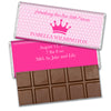 Girl Birth Announcement Personalized Chocolate Bar & Wrapper - Pink Crown