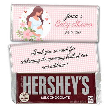 Personalized Baby Shower Pink Plaid Hershey's Chocolate Bar and Wrapper