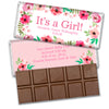 Girl Birth Announcement Personalized Chocolate Bar & Wrapper - Pink Flowers