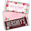Girl Birth Announcement Personalized Chocolate Bar & Wrapper - Pink Flowers