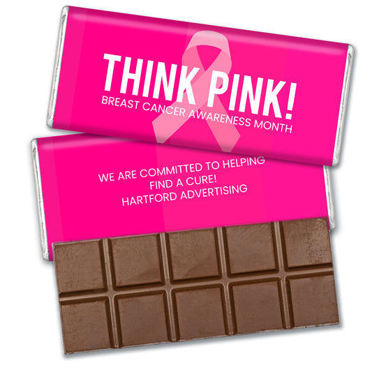 Personalized Breast Cancer Awareness Think Pink Chocolate Bar & Wrapper