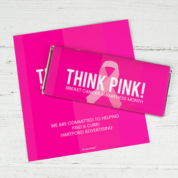 Personalized Breast Cancer Awareness Think Pink Chocolate Bar Wrappers