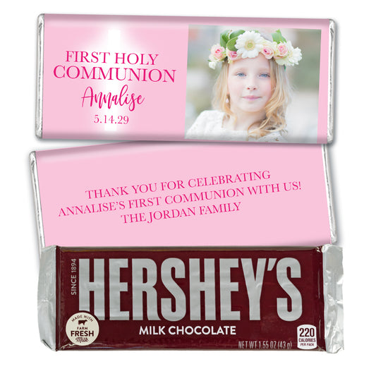 Personalized Communion Cross Photo Hershey's Chocolate Bar and Wrapper
