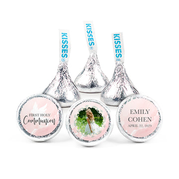 First Communion 3/4" Sticker Pink Dove (108 Stickers)