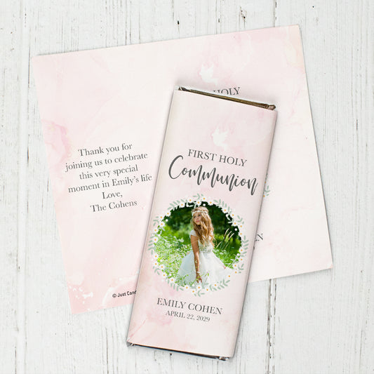 Communion Personalized Standard Chocolate Bar Wrappers - Photo (6 Wrappers Per Sheet)