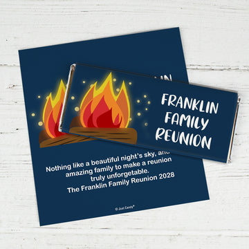 Personalized Family Reunion Campfire Chocolate Bar Wrappers Only