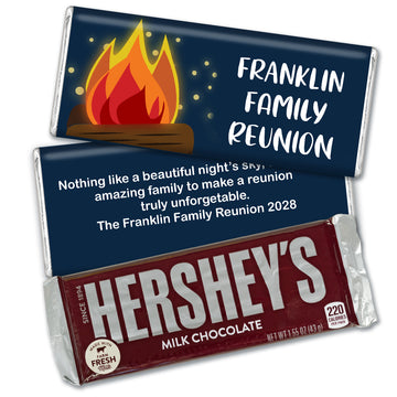 Personalized Family Reunion Campfire Hershey's Chocolate Bar and Wrapper