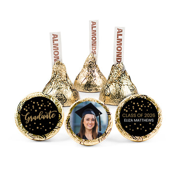 Gold Graduation Personalized Dots Hershey's Kisses - Dots