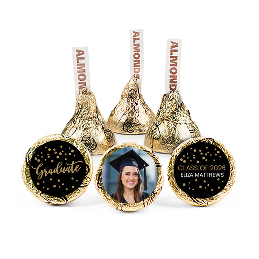 Gold Graduation Personalized Dots Hershey's Kisses - Dots