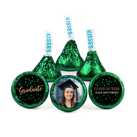 Green Graduation Personalized Dots Hershey's Kisses - Dots