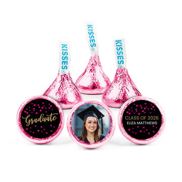 Pink Graduation Personalized Dots Hershey's Kisses - Dots
