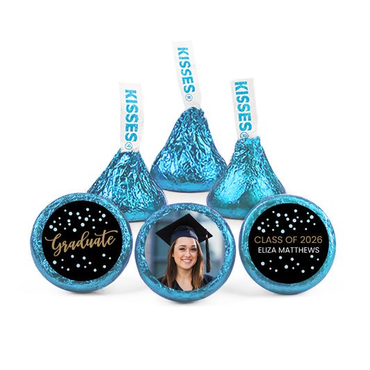 Light Blue Graduation Personalized Dots Hershey's Kisses - Dots