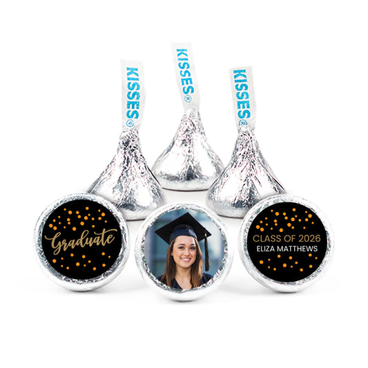 Orange Graduation Personalized Dots Hershey's Kisses - Dots