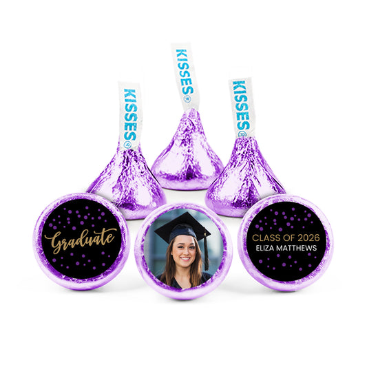Purple Graduation Personalized Hershey's Kisses - Dots