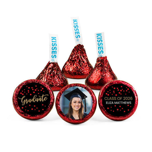 Red Graduation Personalized Dots Hershey's Kisses - Dots