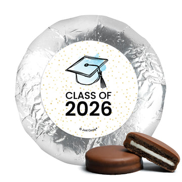 Personalized Graduation Cap Chocolate Covered Silver Foil Oreos