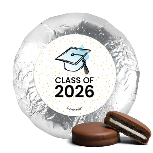 Personalized Graduation Cap Chocolate Covered Silver Foil Oreos