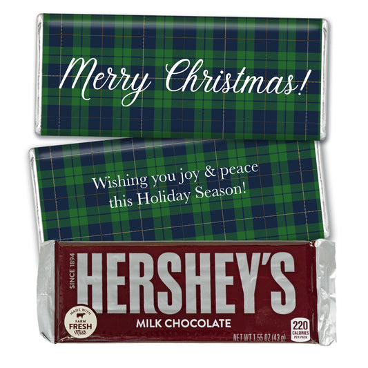 Personalized Christmas Plaid Hershey's Chocolate Bar and Wrapper