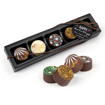 Personalized Happy Holidays Gourmet Chocolate Truffle Gift Box (5 Truffles)