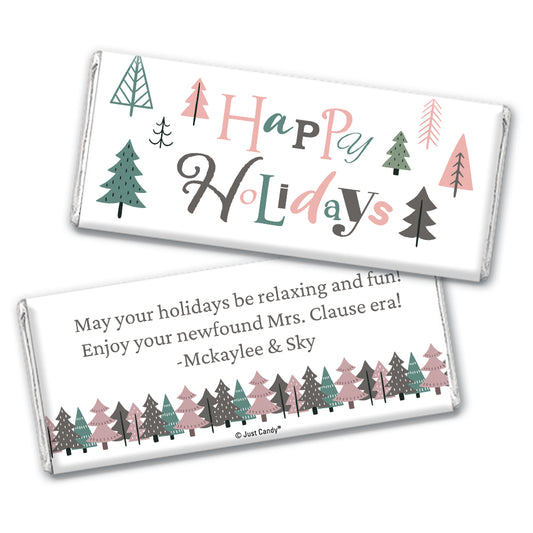 Personalized Christmas Happy Holidays Trees Hershey's Milk Chocolate Bar & Wrapper