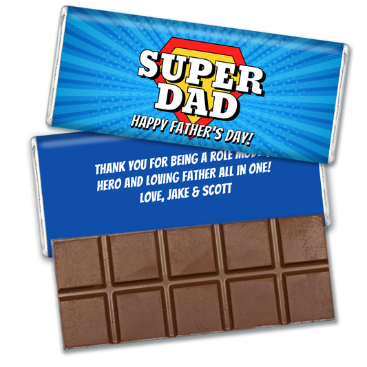 Personalized Father's Day Super Dad Hershey's Chocolate Bar and Wrapper