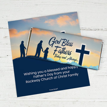 Father's Day Personalized Standard Chocolate Bar Wrappers Only - God Bless Fathers (6 Wrappers Per Sheet)