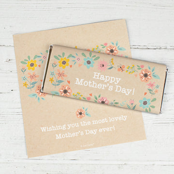 Personalized Mother's Day Tan Floral Candy Bar Wrappers