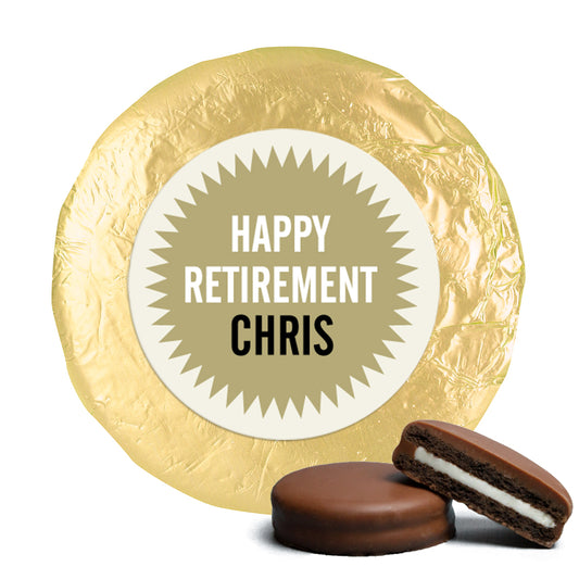 Retirement Personalized Chocolate Covered Oreo Favors - Gold Burst