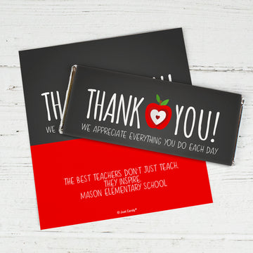 Personalized Teacher Appreciaiton Red Apple Chocolate Bar Wrappers Only