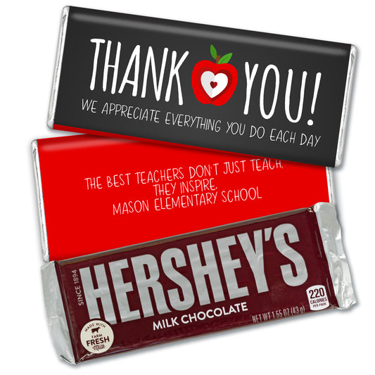 Personalized Teacher Appreciaiton Red Apple Hershey's Chocolate Bar and Wrapper