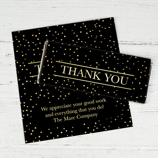 Employee Appreciation Personalized Standard Chocolate Bar Wrappers - Golden (6 Wrappers Per Sheet)