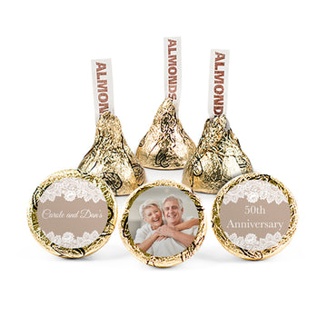 Personalized Anniversary Lace Burlap Hershey's Kisses