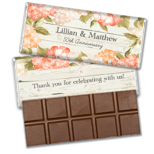Anniversary Party Favors Personalized Chocolate Bar & Wrapper - Farmhouse Flourals