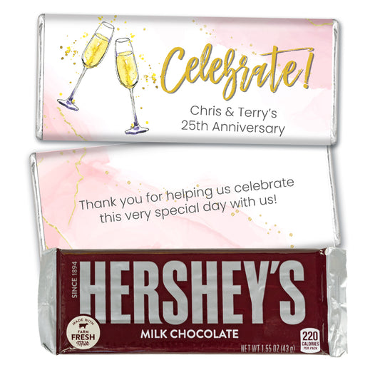 Personalized Anniversary Celebrate with Champagne Hershey's Chocolate Bar and Wrapper