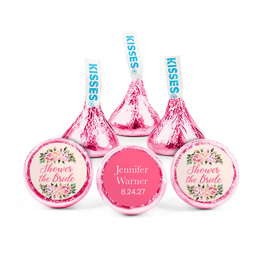 Personalized Bridal Shower Pink Floral Hershey's Kisses