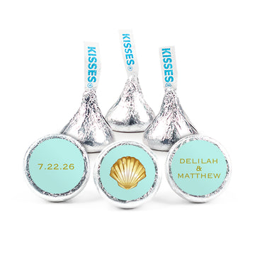 Personalized Bridal Shower Golden Sea Shell Hershey's Kisses