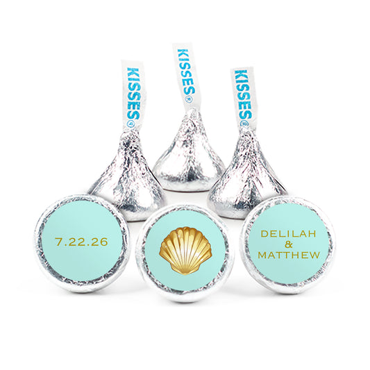 Personalized Bridal Shower Golden Sea Shell Hershey's Kisses