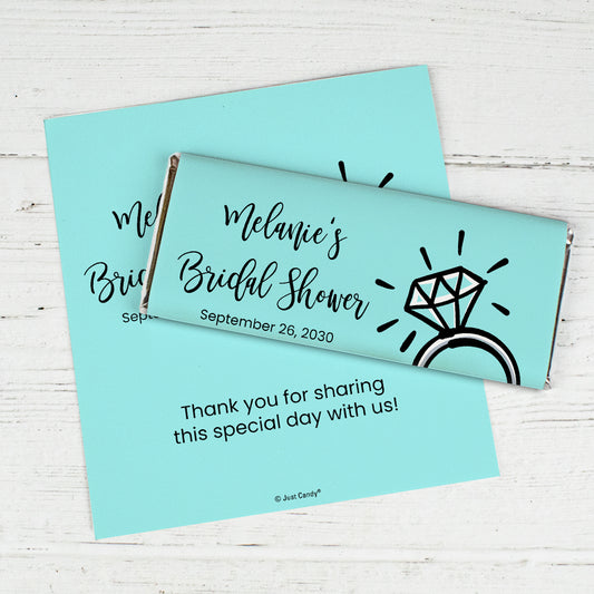 Bridal Shower Personalized Chocolate Bar Wrappers - Diamond Ring (6 Wrappers Per Sheet)
