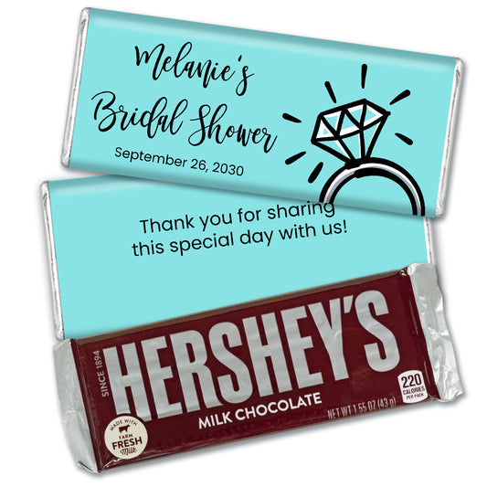 Bridal Shower Favor Personalized Chocolate Bar & Wrapper Diamond Ring
